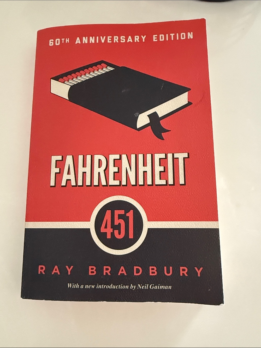 Fahrenheit 451 Paperback by Ray Bradbury - Red & Black Cover - 60th Anniversary